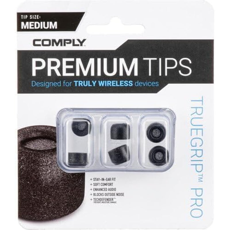 Comply TWR-200-B | Memory Foam Replacement Earbud Tips for Bang & Olufsen EX, Beats Solo Buds, Devialet Gemini & More | Ultimate Comfort, Secure Fit, Superior Noise Isolation | Black, Medium (3 Pairs) - Image 1